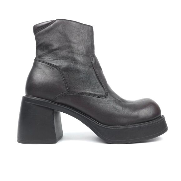 AMERICAN EAGLE 90s Vintage Leather Platform Ankle Boots Chunky Heel Y2k Grunge - Picture 4 of 13